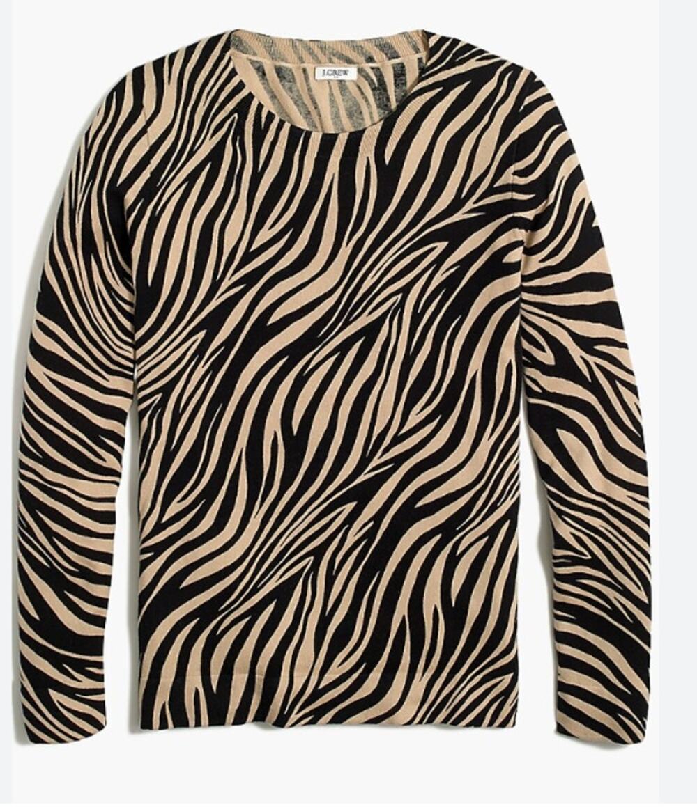 J. Crew Zebra Animal Print Teddie Sweater Small